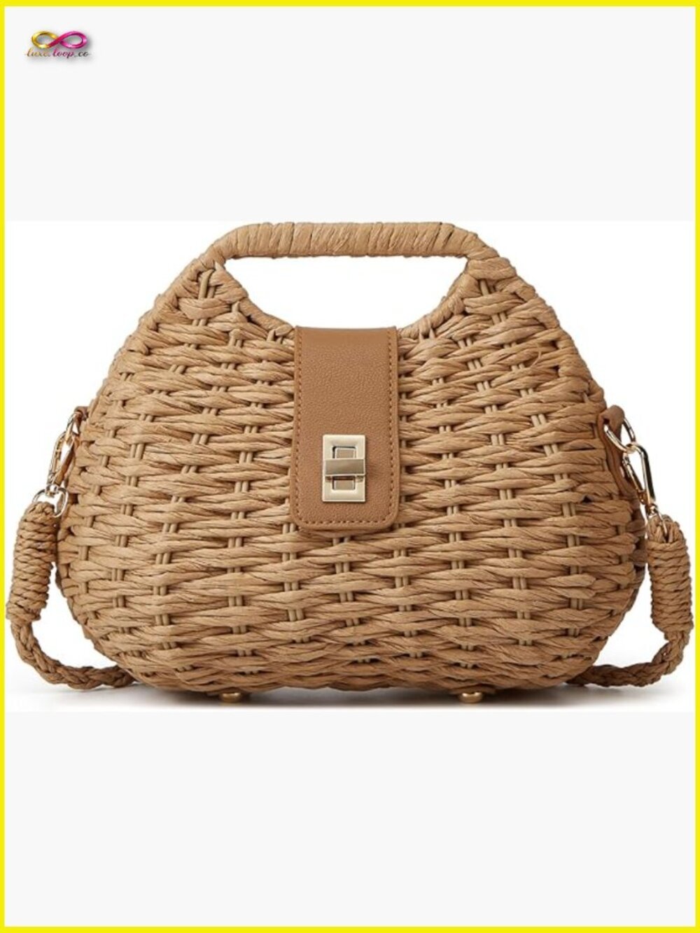 Straw Crossbody Bag Woven Rattan Purse Summer Beach Shoulder Bag Dumpling Shape